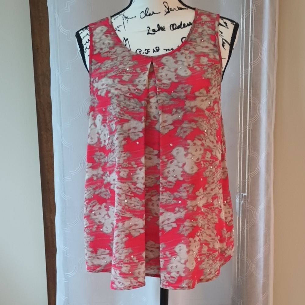 Juicy Couture Red and Tan Sleeveless Blouse
